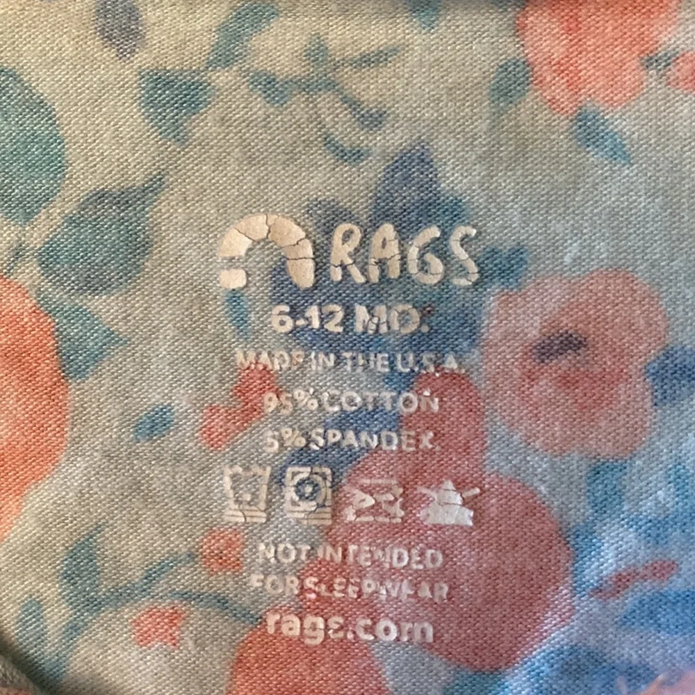 Rags to Raches Henley Romper Blue Poppy Floral Coral 6-12M